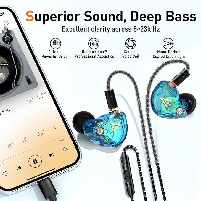 Vibes 202MC USB-C Wired Earbuds - USBC HiFi in Ear Headphones for iPhone 17/16/15 - Noise Isolating Ear Buds w/ Mic - Clear Sound, Deep Bass & Comfort-Fit Earphones - Silver Plated Cord, Carrying Case