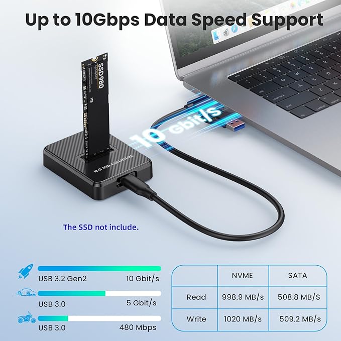USB 3.0 USB-C Type-C to NVME M-Key M.2 SATA SSD Docking Vertical External PCBA Case Enclosure RTL9210B Chipset