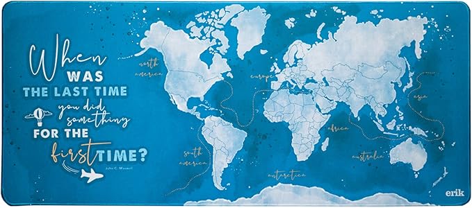 Official World Map Mouse Mat - Desk Pad - 31.5" x 13.78" Non-Slip Rubber Base Mouse Pad, Gaming Mouse Pad, Keyboard Mouse Mat