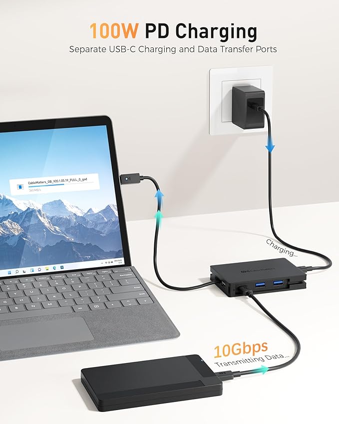 Cable Matters 8-in-1 Portable 40Gbps Dual HDMI USB4 Hub, USB 4 Dock with 2X 4K@60Hz or 1x 4K@120Hz / 8K@30Hz, 100W PD, Gigabit Ethernet, Compatible with Thunderbolt 4 (*macOS's Display Limitation)