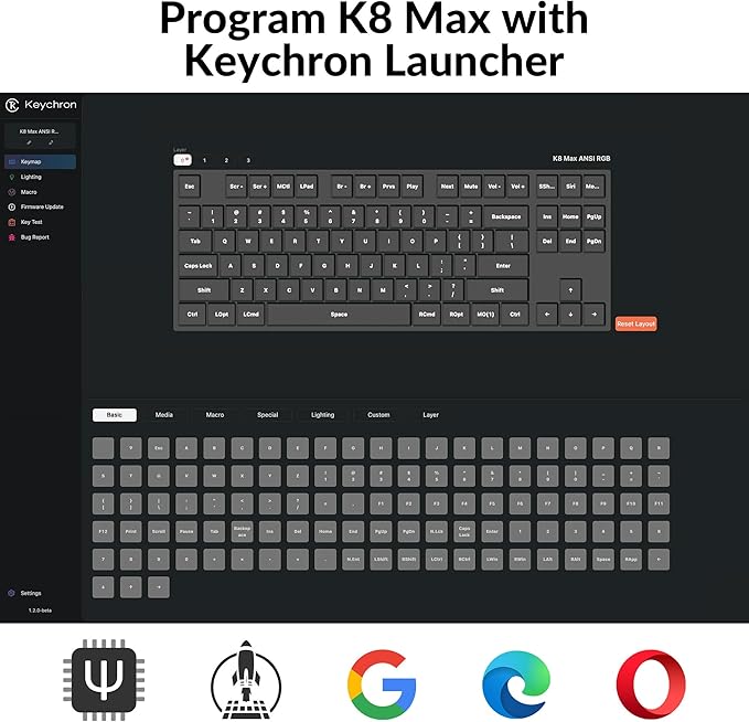 Keychron K8 Max Custom Mechanical Keyboard Wireless, TKL 2.4 GHz/Bluetooth 5.1/Wired QMK Programmable RGB, Hot-Swappable with Keychron Super Red Switch Compatible with Mac Windows Linux