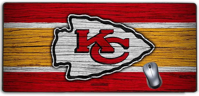 Large Gaming Mouse Pad,Stitched Edges Extended Mousepad with Non-Slip Rubber Base for Laptop Computer Desktop Keyboard,Football Fans Red Orange Design Mat