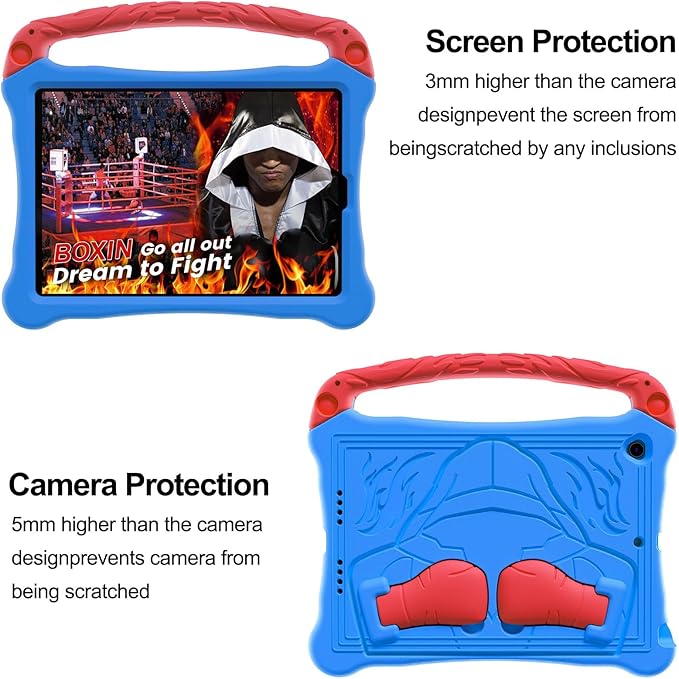 Dteck for iPad Air 3rd Generation and iPad Pro Case 10.5" 2019/2017 Release, Cute Boxing Shockproof Hard Case with Handle/Kickstand/Shoulder Strap, Protective Lightweight Kids-Friendly Cover, Blue