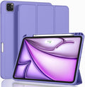 ZryXal New iPad Air 13 Inch Case M3 2025/M2 2024 with Pencil Holder, Trifold Stand Smart Case with Soft TPU Back,Auto Wake/Sleep(Slate Blue)