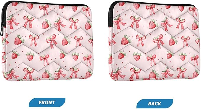 Laptop Case Sleeve, Pink Strawberries Bows Pattern Shockproof Protective Computer Carrying Cover, Briefcase Handbags 13-13.3inch Laptop Sleeve Bag