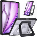 Case for iPad Air 11 inch M4/M3/M2(2026/2025/2024), iPad Air 4/5th Generation, Dual Multi-Angle Adjustable Kickstand Full Protective Case with Built-in Pencil Holder (Black, iPad Air 11 inch)