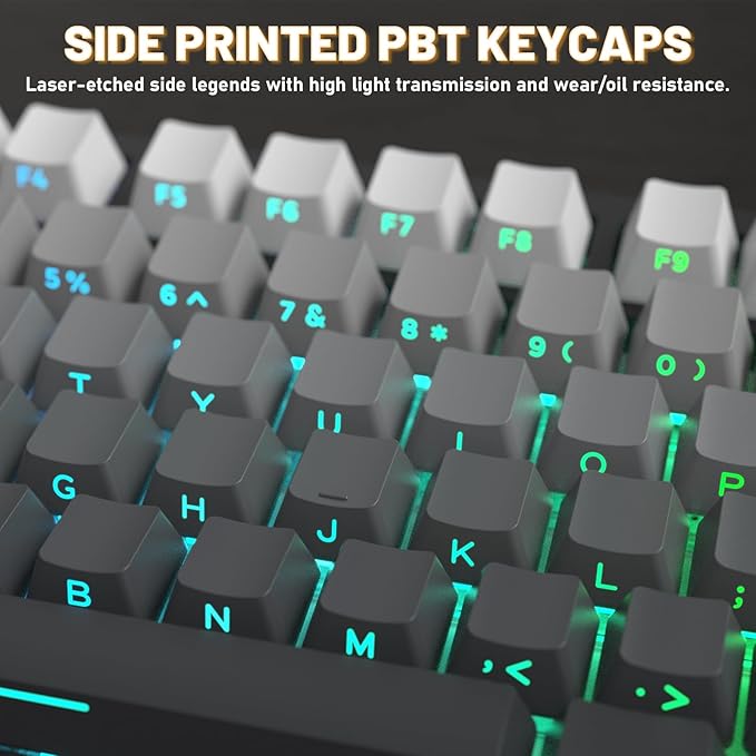 Attack Shark X820Ultra Wireless 75% Mechanical Gaming Keyboard with Screen & Knob Hot Swappable 2.4GHz/BT/Wired RGB Backlit Gasket Mount Side Print PBT Keycap QMK Web Driver Shark Switch-Moonnight