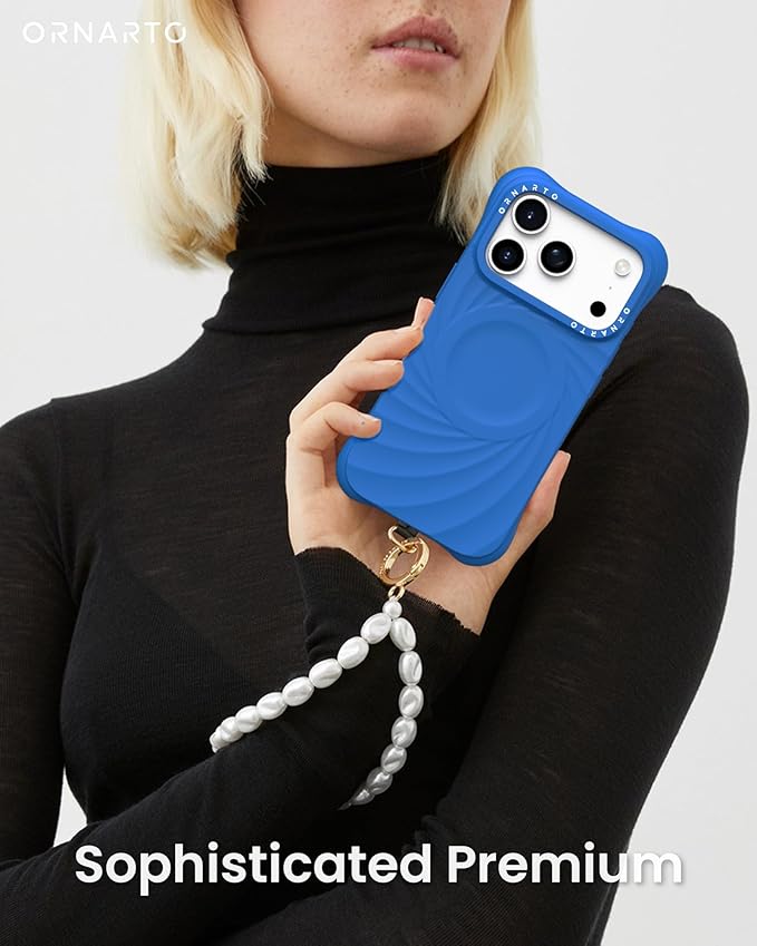 ORNARTO Vortuxe for iPhone 17 Pro Max Case 6.9" | 2X MIL-STD Protection | Camera Button Control | Compatible with MagSafe | Sleek Aesthetic Liquid Silicone Phone Cover | Azure