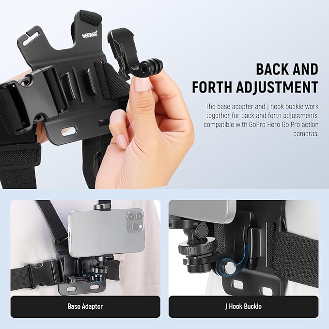 NEEWER Mobile Phone Chest Mount Head Strap Mount, Quick Release POV Vlog Accessory Kit for Video Recording, Compatible with iPhone GoPro Hero Insta360 DJI AKASO Action Camera, GP-74