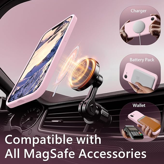 FireNova Magnetic for iPhone 17e Case/iPhone 16e Case, Compatible with MagSafe, [Silicone Camera Protection] Microfiber Lining Phone Case, 6.1", Chalk Pink