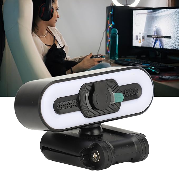 GOWENIC 4K Webcam 3840x2160p USB Camera with Built in Microphone, Super Bright Fill Light, Auto Beauty Feature, USB 2.0 Webcam for Laptop, PC, Monitor