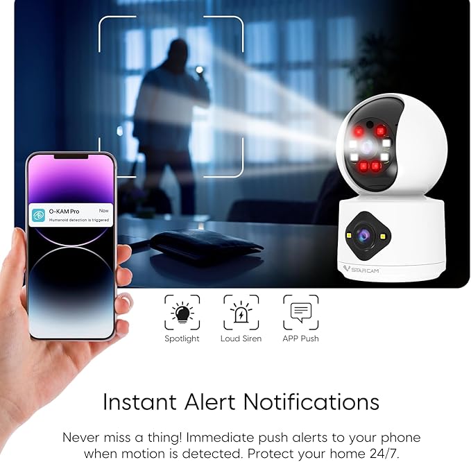 VSTARCAM 2K+2K Cameras for Home Security Indoor, Dual Cameras, 360° Pan-Tilt, Color Night Vision, Motion Detection, Real-time Alerts, 2-Way Audio, Works with Alexa,Cloud & SD Card Storage(up to 256GB)