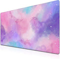 Gaming Pink Mouse Pad Purple Game Mat Big Mouse Pads Desk Mat for Women Computer Mat Pc Gaming Mouse Pad Waterproof Non-Slip Rubber Base 35.4" X 15.7" for Game Office, Starry Sky Cute