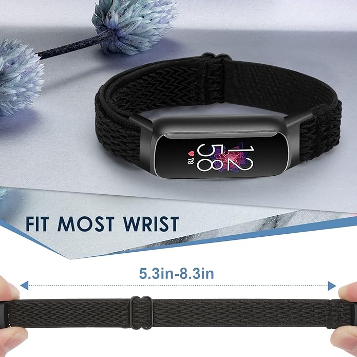 Adjustable Elastic Nylon Watch Band Compatible with Fitbit Luxe for Women Men,Soft Stretch Replacement Band for Fitbit Luxe Fitness and Wellness Tracker