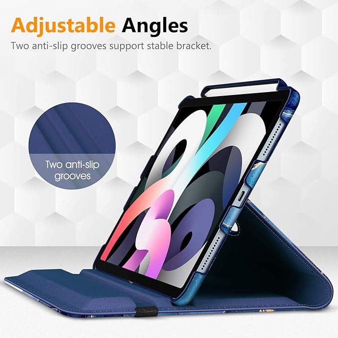 Fintie Rotating Case for iPad Air 11-inch M4/M3/M2 (2026/2025/2024), iPad Air 5th (2022) / 4th Generation 10.9 Inch - 360 Degree Rotating Protective Stand Cover with Pencil Holder, Ocean Marble