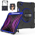 Miesherk Case for iPad Pro 12.9 Inch 6th/5th/4th Generation, Military Grade Heavy Duty Shockproof iPad Pro 12.9 Case - Rotating Stand, Pencil Holder, Hand/Shoulder Strap, Blue+Black