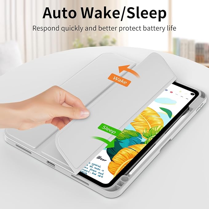 Case for iPad Pro 12.9 Inch Case 6th/5th/4th/3rd Generation with Pencil Holder, Smart Stand Cover with Soft TPU Back for iPad 12.9 Pro Case (2022/2021/2020), Auto Sleep/Wake, Gray