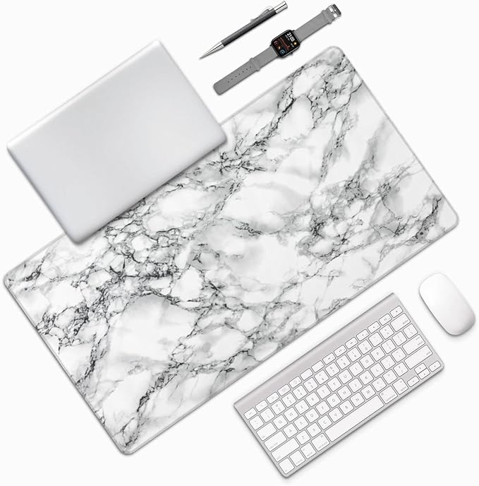 Black and White Marble Large Extended Mouse Pads XL Mousepad with Stitched Edges Non-Slip Rubber Base Computer Keyboard Pad Desk Mat for Home Office Desk Decor, 29.5" X 15.8"