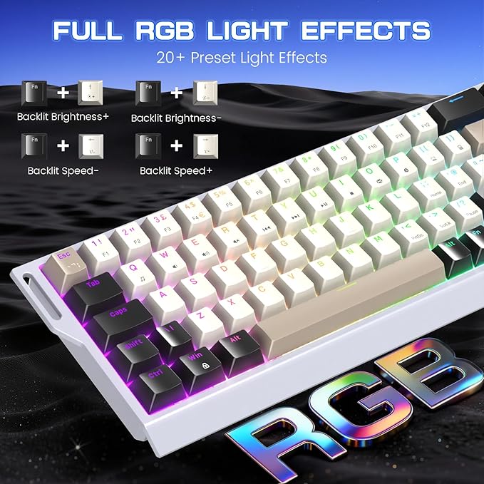 MAGIC-REFINER X68 HE Wired 60% Hall Effect Rapid Trigger Mechanical RGB Gaming Keyboard with 8K Polling,0.04mm RT Accuracy,Magnetic Switch,Adjustable Actuation,Snap Tap for PC Mac Esport Gamer(Cheese)