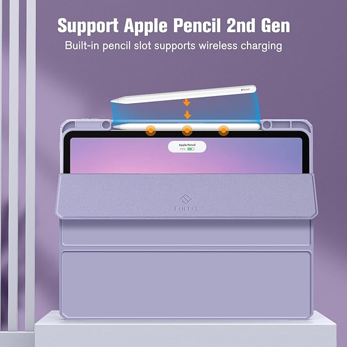 Fintie Hybrid Slim Case for iPad Pro 12.9-inch 6th Generation 2022, [Built-in Pencil Holder] Shockproof Cover w/Clear Transparent Back Shell, Also Fit iPad Pro 12.9" 5th/4th/3rd Gen, Lilac Purple