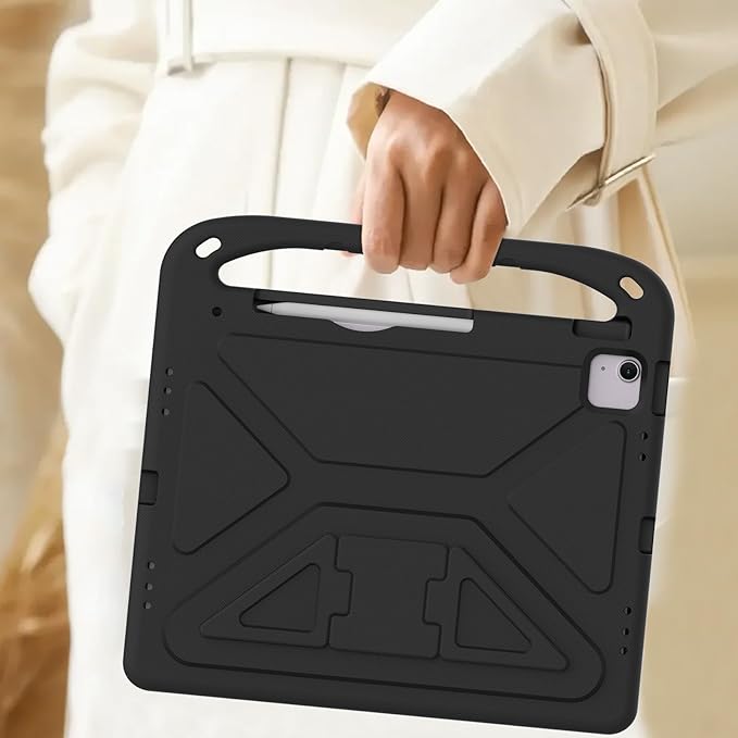 Cute Kids Case for iPad Air 13" M4 M3 M2 2026 2025 2024/ Pro 13 Inch M5 M4 Cover 2025 2024, iPad Pro 12.9 Case 2022/2021/2020/20218, Soft EVA Handle Cover with Shoulder Strap Stand, Black