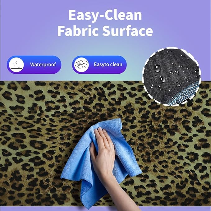 Large Gaming Mouse Pad (31.5" x 15.8") -‌ Vintage Leopard Print Fashion Design‌, Extra XXL Office Accessories, Premium Stitched Anti-Slip Office Desk Mat