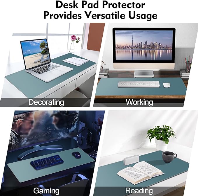 Galdas Gaming Mouse Pad XXL XL Large Long Extended Big Mousepad Non-Slip Rubber Keyboard Mouse Pad with Stitched Edges for Laptop Home Office (31.5x11.8x0.08 Inch) -Blue Grey
