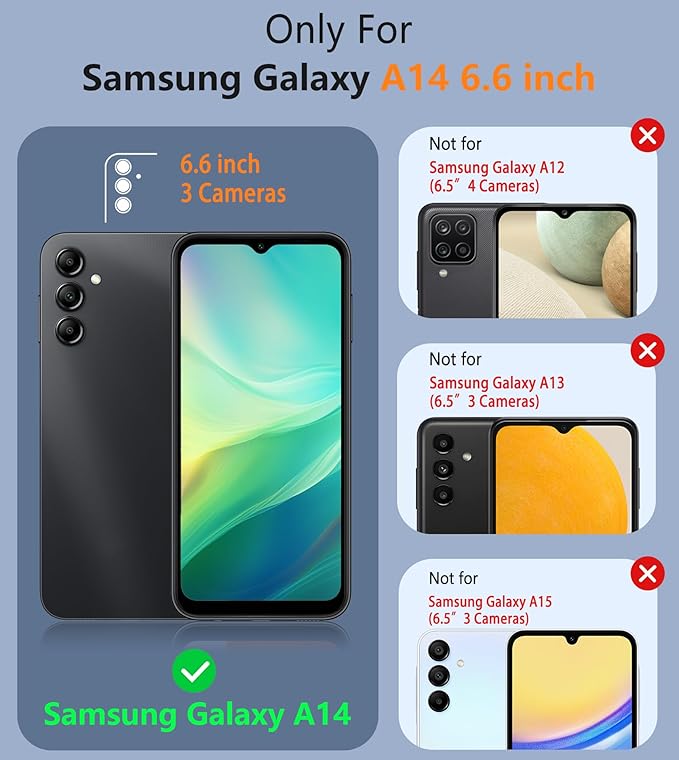 FNTCASE for Galaxy A14-5G Phone Case: Samsung A14 5G Military Grade Drop Protection, 14ft Drop Tested, Screen Protector Included, Anti-Slip Matte Textured, TPU+PC Dual Layer Shockproof Cover (Red)
