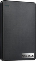 GAZELLE High-Speed 1TB Ultra Slim Portable External Hard Drive - 2-in-1 Type C & USB 3.0, Compatible with PC, Mac, Laptop, PS4, Xbox, iPad, Tablet, Mobile (Black) - 1 Year Warranty