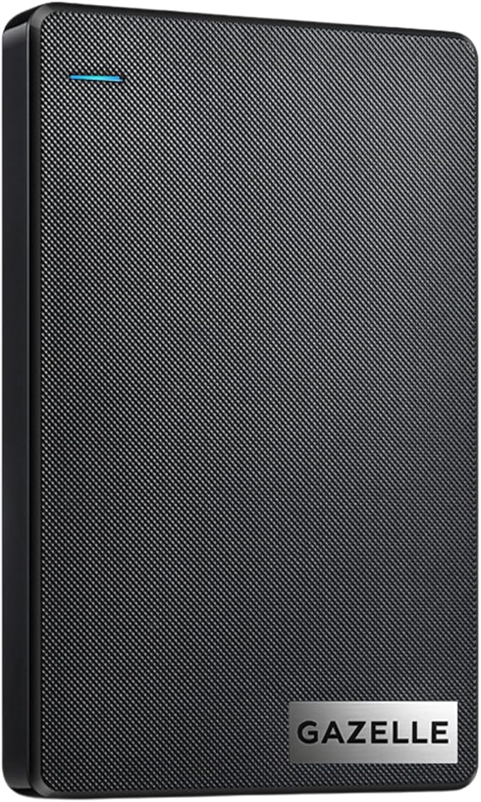 GAZELLE High-Speed 1TB Ultra Slim Portable External Hard Drive - 2-in-1 Type C & USB 3.0, Compatible with PC, Mac, Laptop, PS4, Xbox, iPad, Tablet, Mobile (Black) - 1 Year Warranty