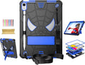 Dteck for iPad Air (3rd Generation) 2019/iPad Pro (2017 Release) Hard Case 10.5" with Kickstand, Shoulder Strap/Screen Protector Film/Stylus Included, Shockproof Cute Spider Kid's Cover, Black/Blue