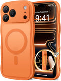 CAPRARO Magnetic for iPhone 17 Pro Max Case for Women Girls, Upgraded [Full Camera Protection] [Compatible with MagSafe] Cute Wave Translucent Matte Phone Case for iPhone 17 Pro Max, Cosmic Orange