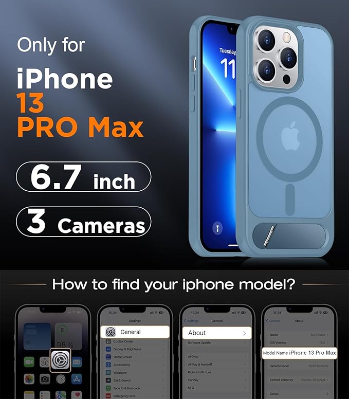 Magnetic Compatible with iPhone 13 Pro Max Case, [Built-in Invisible Kickstand][Compatible with MagSafe][Military Grade Shockproof] Slim Translucent Matte Phone Case for iPhone 13 Pro Max 6.7"