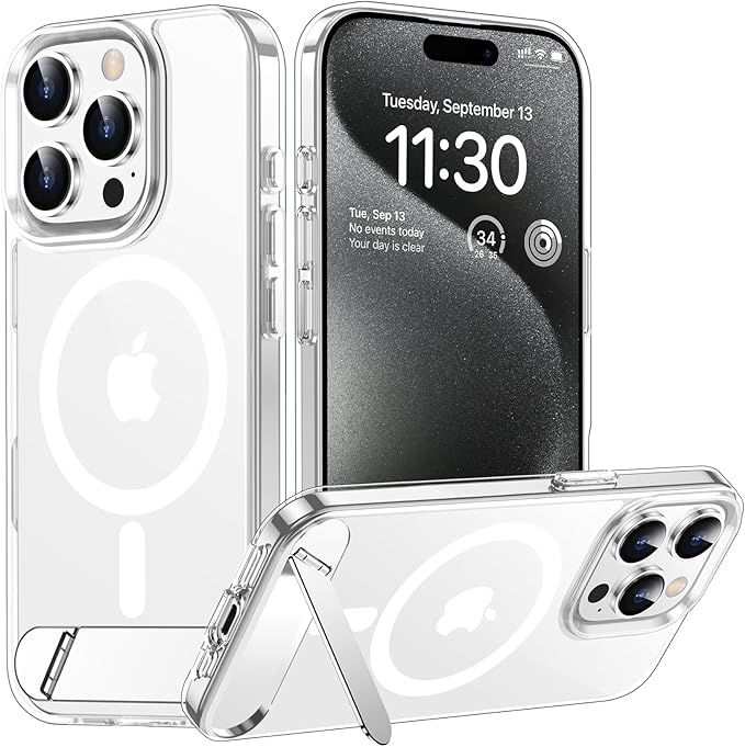 Magnetic Compatible with iPhone 15 Pro Case, [Built-in Invisible Kickstand][Compatible with MagSafe] [Military Grade Shockproof] Slim Thin Phone Case for iPhone 15 Pro 6.1"