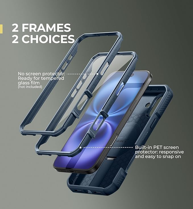 Dexnor for iPhone 16 Plus Case with Slide Camera Cover&Adjustable Kickstand & Built-in Screen Protector,Compatible with MagSafe Shockproof Bumper Cases Heavy-Duty Magnetic Protective Cover,Navy Blue