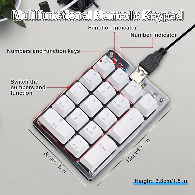 Icstation Numeric Keypad Soldering Practice Kit, 17 Key USB Hot-Swappable Blue Switches Mechanical Number Pad with PBT Keycaps STEM Soldering Project for School Learning Hobbyists Laptop PC Computer