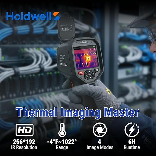 Thermal Imaging Camera, 256×192 IR Resolution with 2MP Visual Camera, 3.5" 640×480 IPS, WiFi, -4°F to 1022°F, ≤35mK for HVAC Electrical Inspection