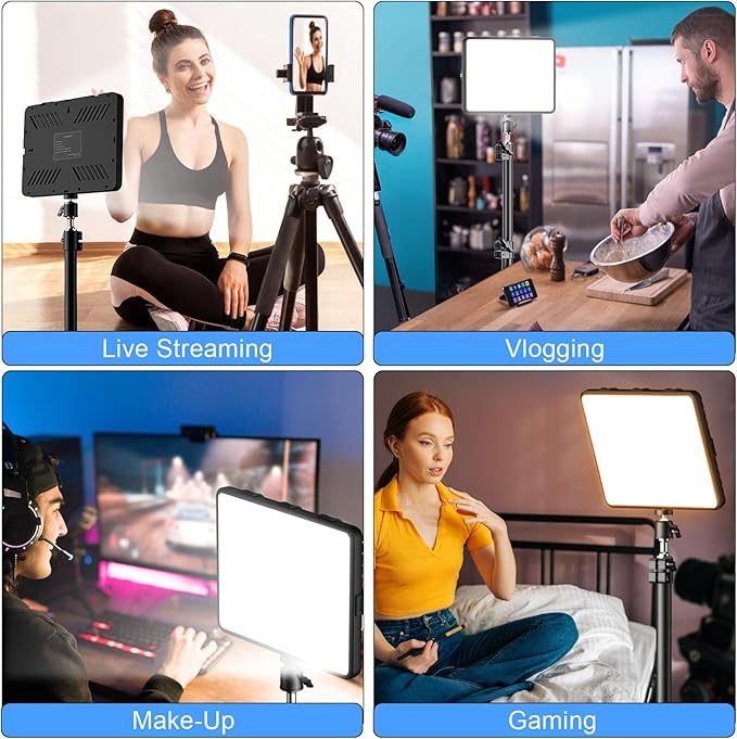 ALTSON 2 Packs Video Light Kit, LED Studio Light, 2700-6500K Dimmable Photography Lighting Kit with Tripod Stand&Phone Holder, 12" Rotating Streaming Light for Video Recording, Game Streaming, YouTube