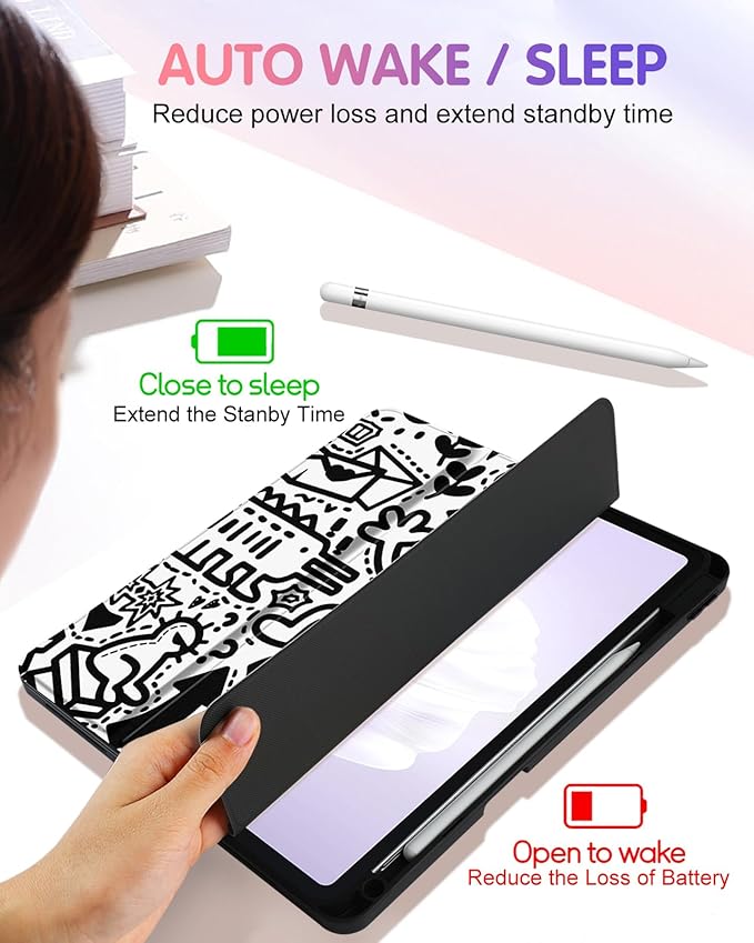Uppuppy for iPad Air 11 inch Case, Air 5th/4th Generation 10.9, Pro 11'' (4th/3rd/2nd/1st Gen) Case Cute Boys Women Pencil Holder Cool Men Design Folio Cover for iPad Air 11 2024/2025 (M2/M3)