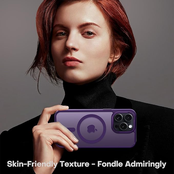 Newfuture Magnetic for iPhone 15 Pro Case [Compatible with Magsafe] [Military Grade Drop Protection] Translucent Matte Anti-Fingerprint Shockproof Phone Case for iPhone 15 Pro 6.1 inch, Deep Purple