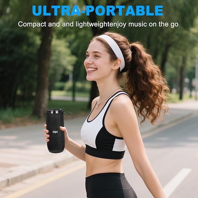 Small Portable Bluetooth Speaker, 10W Loud Stereo Sound, Small Wireless Speaker for Outdoor, TWS Pairing, BT5.3, Home/Party/Outdoor/Beach (Black)