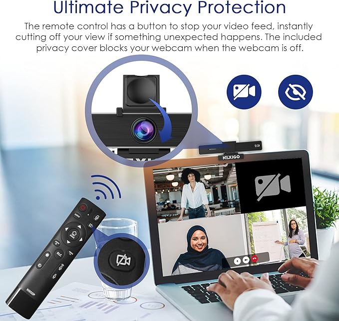 Zoom Certified, NexiGo N950P (Gen 2) 4K Zoomable Webcam, RF Remote, Sony_Starvis Sensor, 5X Digital Zoom, Pro Web Camera with Dual Stereo Mics