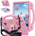 AKABEILA Compatible with Honor Pad 10 2025 12.1 inch Tablet Case, Kids Friendly Universal Lightweight Shockproof Protective Case with Shoulder Strap & Stand Handle Pink