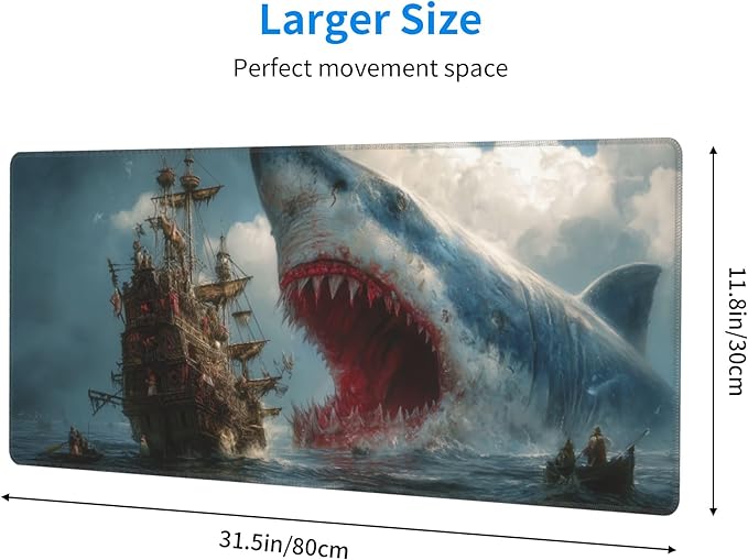 Fish Mouse Pad Extended Large Gaming Mouse Pad XL Stitched Edges for Gamer Home Office 31.5 X 11.8 Inch