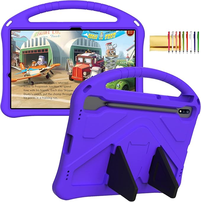 Kids Case for Samsung Galaxy Tab S10 Lite/S10 FE/S9 FE 10.9"/Tab S9/S8/S7 11", Techcircle Light Weight Shock Proof EVA Foam Handle Rugged Stand Protective Case, Purple