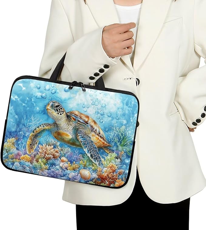 13 Inch Turtle Pattern Laptop Sleeve, Laptop Cover Computer Tablet Carrying Case with Handle, Lightweight Waterproof Tote Bags Notebook Sleeves for Men Women