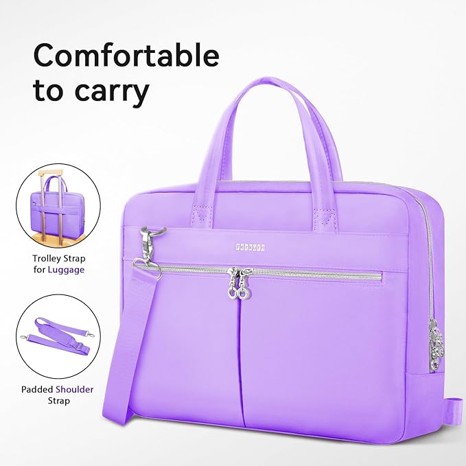 Ferkurn Laptop Bag Case Women Men Computer Bag Compatible with MacBook/HP/LG/Dell, Shoulder Strap Slim Carrying Messenger Briefcase, Purple, 17-17.3 Inch