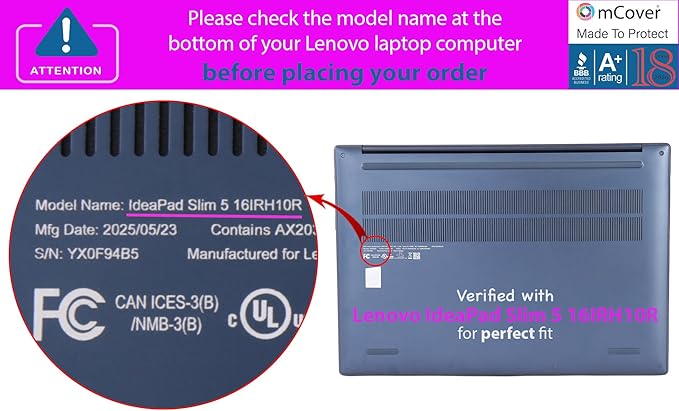 mCover Case ONLY Compatible for 2024-2026 16" Lenovo IdeaPad Slim 5 16AHP10 16ARP10 16AKP10 16IRH10 16IAH10 16IRU9 16ABR8 Series Windows Computers(NOT for Other Lenovo Models)- Aqua