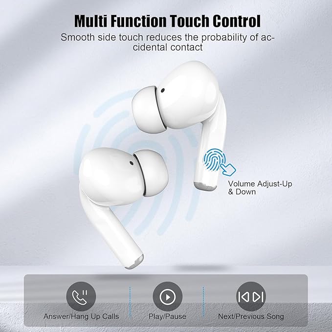 Wireless Earbuds for iPhone, 5.3 Bluetooth Headphones for Apple Earbuds Wireless, ENC Noise Cancelling 40Hrs Playback in Ear Air Buds Pods HiFi Bass for iPhone 17 16 15/iPad/PC/Laptop/Switch/White