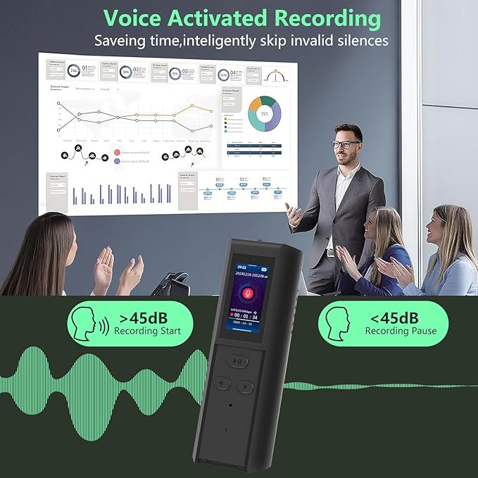 128GB Digital Voice Recorder with Playback: Magnetic Audio Recorder with AI Noise Cancellation, 230 Hours Continuous Recording Device, Voice Activated Recorder for Lectures Meetings Interviews